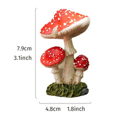 3 Mushroom Figurines Fairy Garden Decor Micro Landscape Decoration