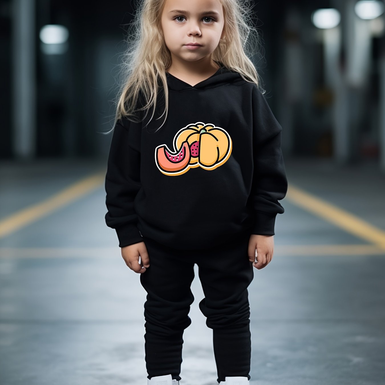OERYUI Pumpkin Print Hoodies Pants Set For Kids