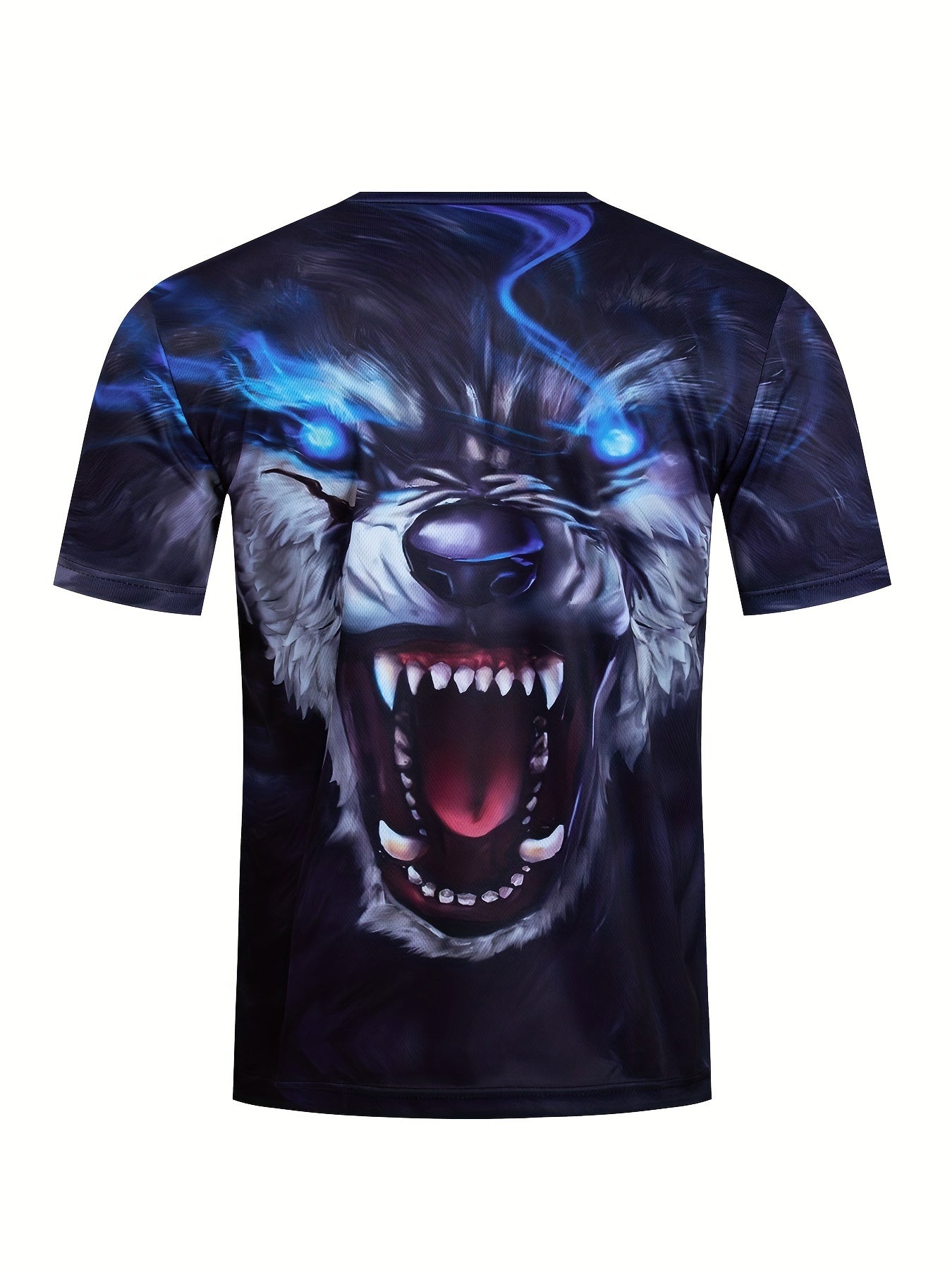 Men's Wolf Pattern Sports T-shirt Round Neck Tee Shirt