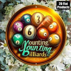 2D Billiard Theme Aluminum Sign - Retro Decor for Home Office