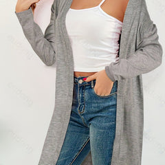 Casual Cardigan Women's Plus Solid Long Sleeve Open Front