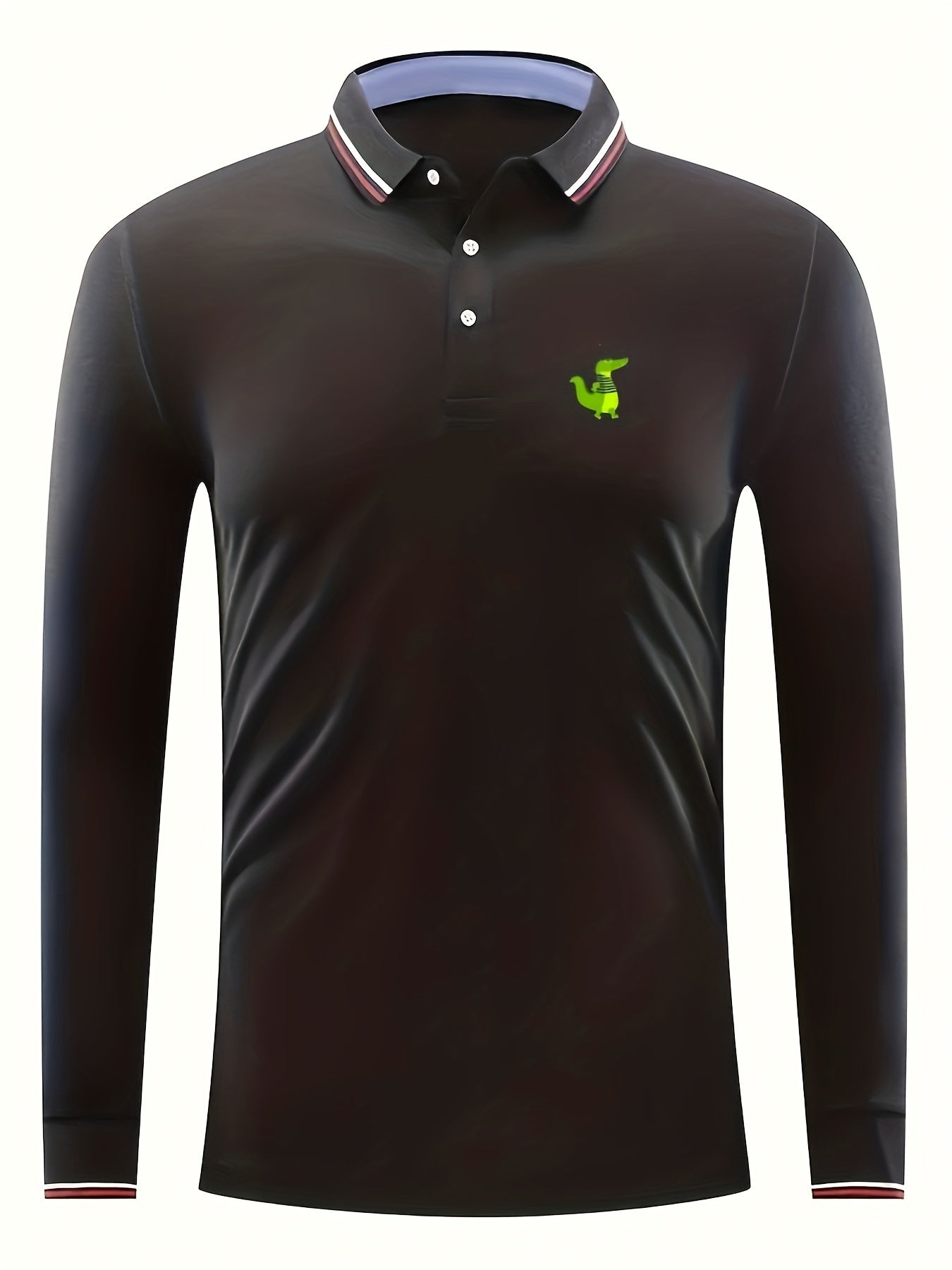 Men's Crocodile Print Polo Shirt Long Sleeve