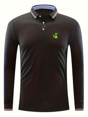 Men's Crocodile Print Polo Shirt Long Sleeve