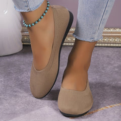 Women's Knitted Ballet Flats Comfy Slip On Shoes
