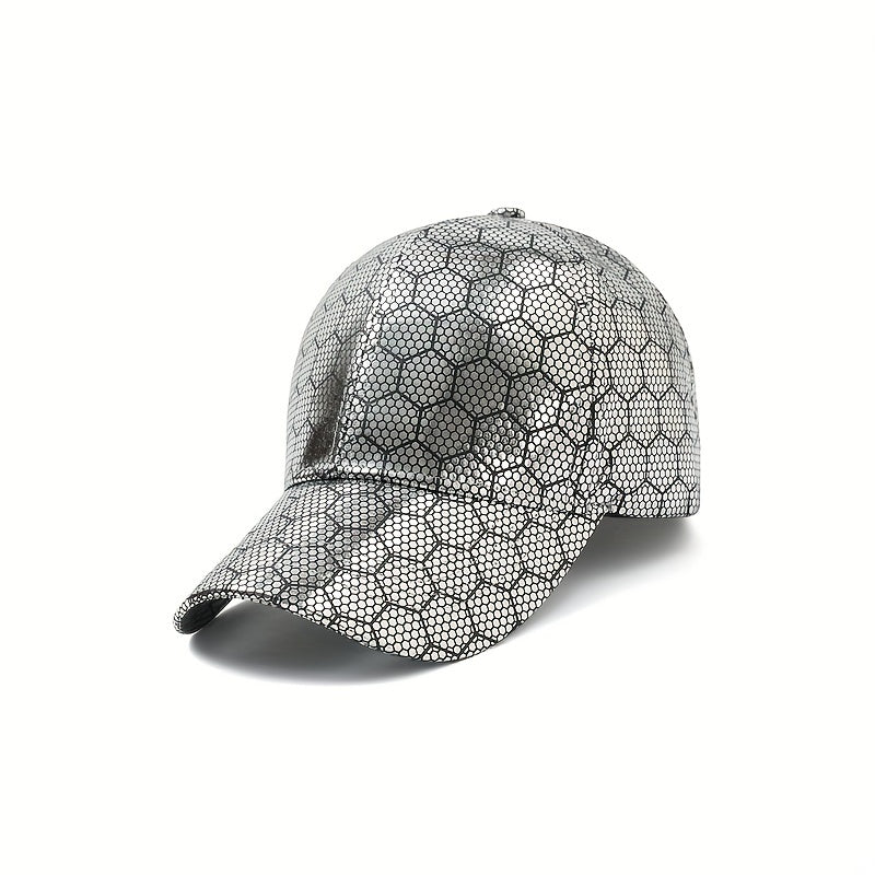 Honeycomb Patten Baseball Cap Golden Silvery Adjustable Dad Hats