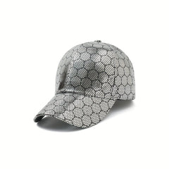 Honeycomb Patten Baseball Cap Golden Silvery Adjustable Dad Hats