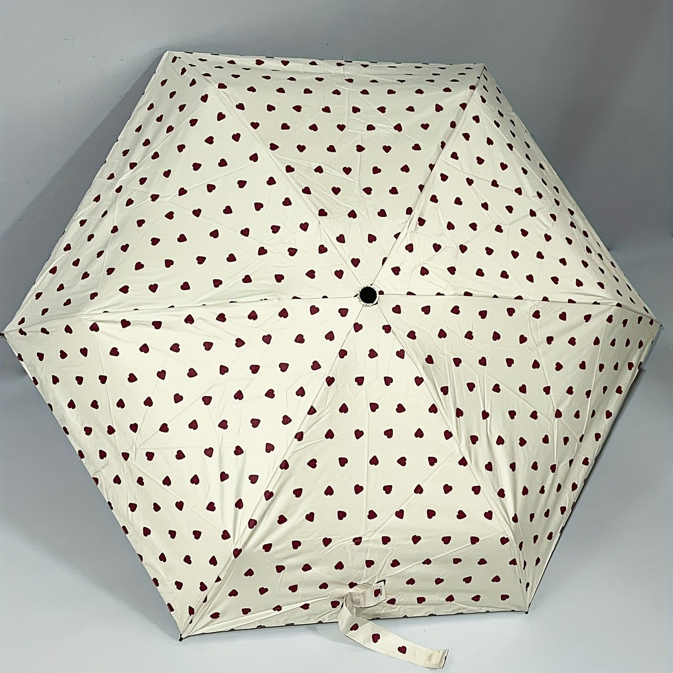 Portable Heart Print Folding Manual Umbrella Mini Parasol Rain Or Shine