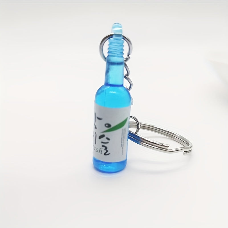 Cartoon Resin Beer Wine Bottle Keychain Pendant