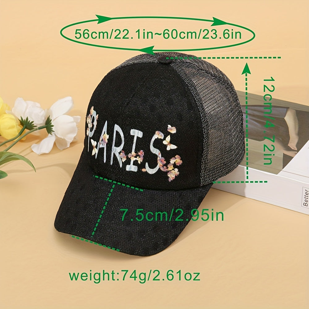 Butterfly Silk Print Couple Mesh Sunshade Sports Cap