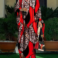 Women's Plus Baroque Print Batwing Sleeve Kaftan Dress