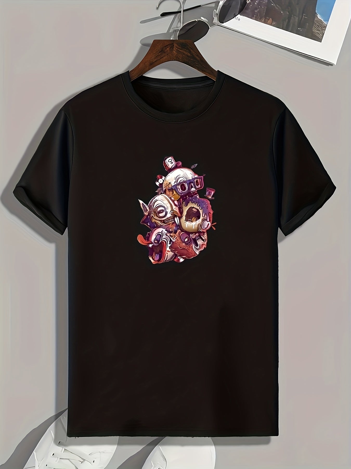 Funny Cartoon Print Men's Graphic T-shirt for Summer