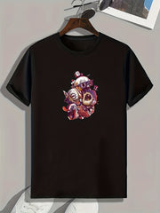 Funny Cartoon Print Men's Graphic T-shirt for Summer