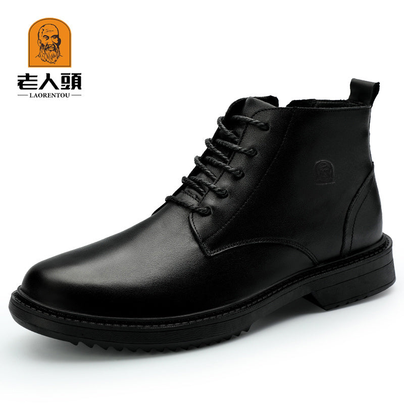 Business Casual Leather Riding Boots Pointed Toe Lace Up Dress Shoes