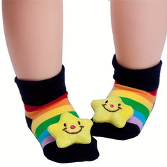 Striped Plush Doll Decor Floor Socks for Baby Boys and Girls