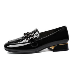 Women's Square Toe Block Heel Loafers Slip On Shoes