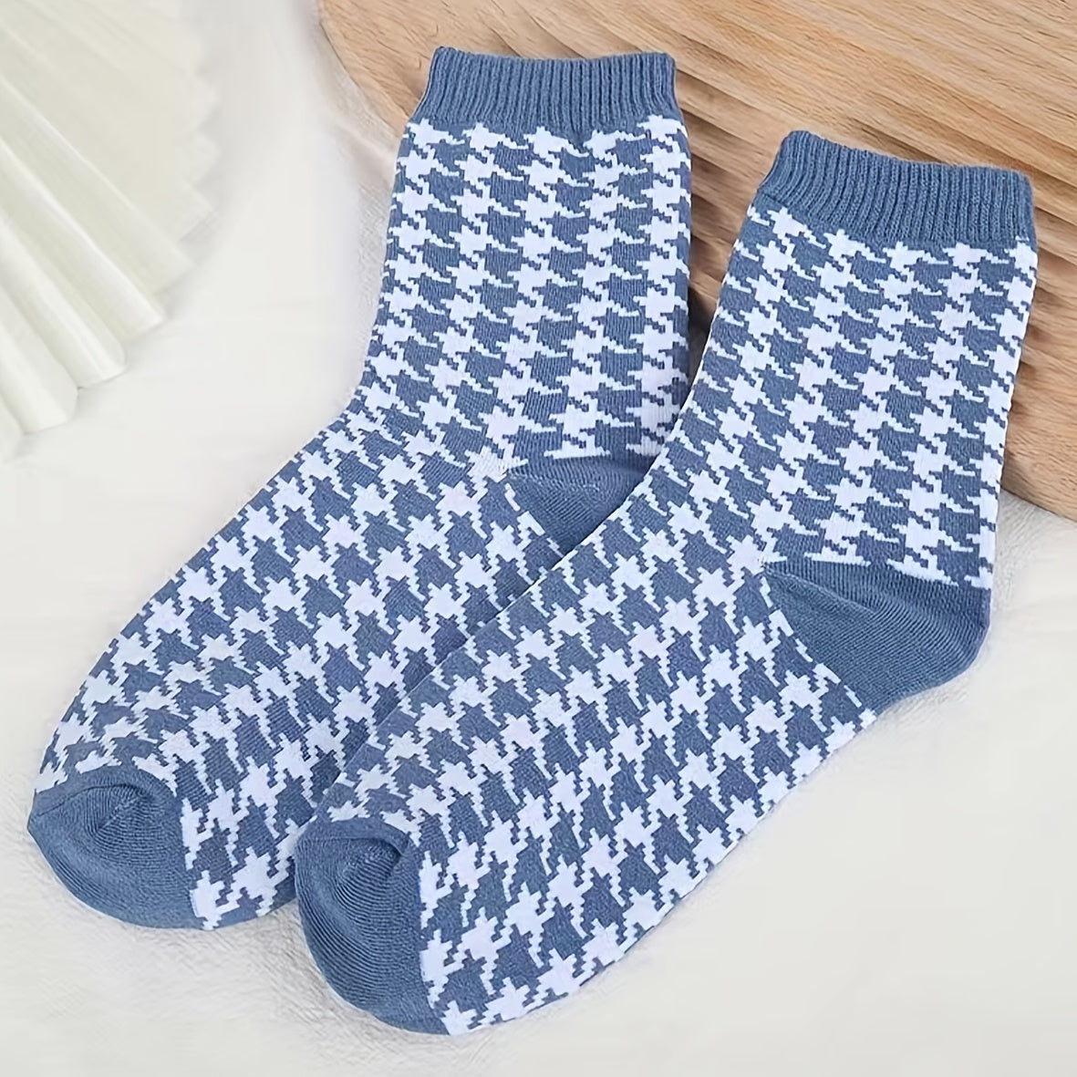 5 Pairs Plaid Striped Crew Socks