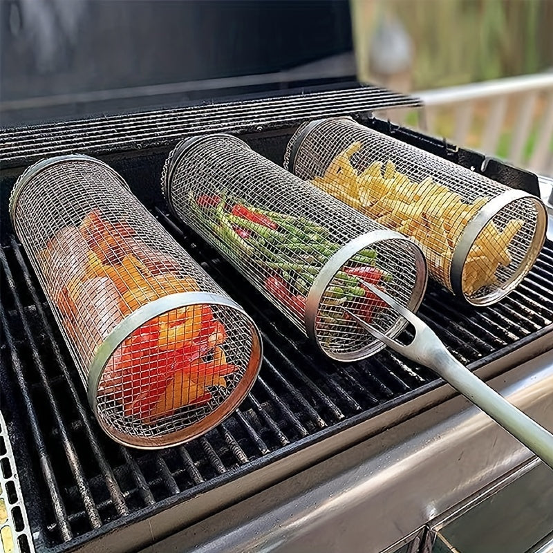 Round BBQ Basket for Grilling Vegetables & Fruits