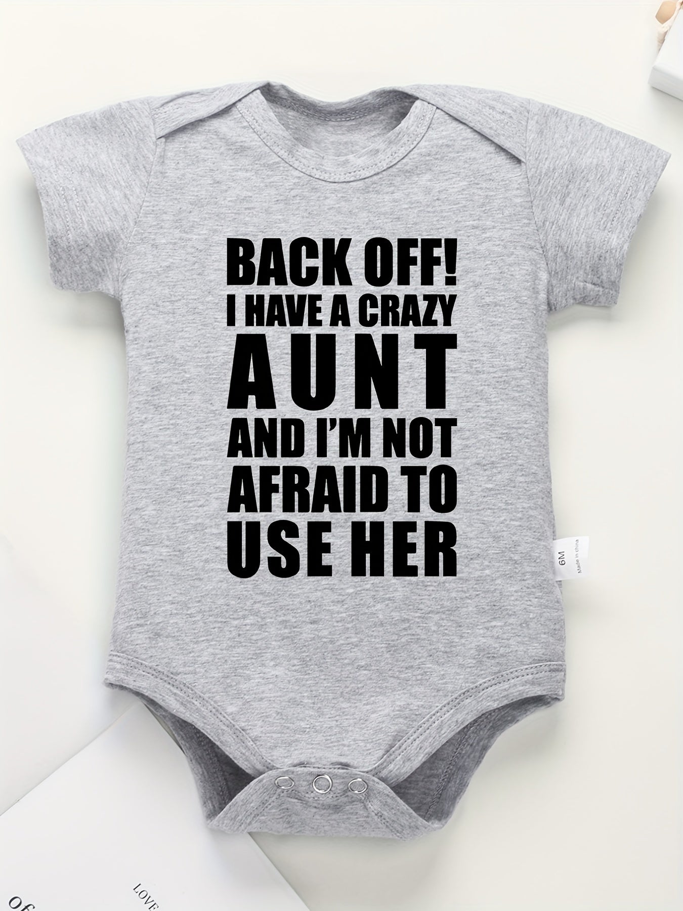 Baby Boys BACK OFF Print Romper Short Sleeve Bodysuit