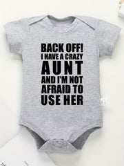 Baby Boys BACK OFF Print Romper Short Sleeve Bodysuit
