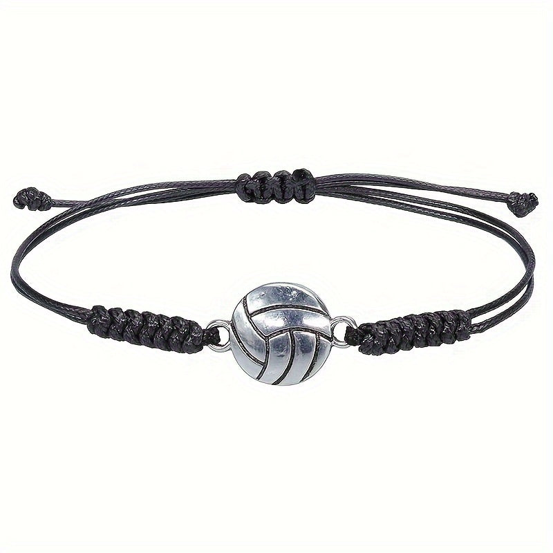 10pcs Volleyball Charm Bracelet, Adjustable Unisex Friendship Bracelet
