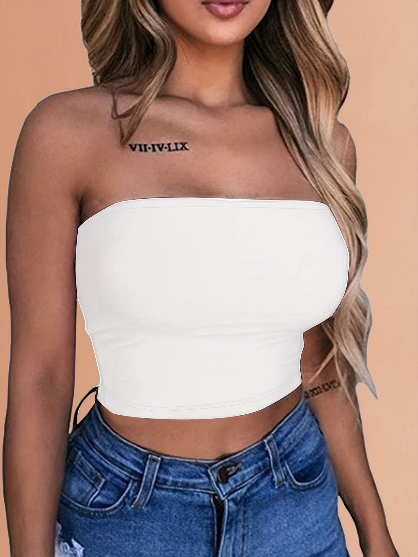 Off Shoulder Solid Tube Top Sexy Cropped Summer Sleeveless Top