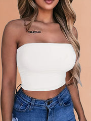Off Shoulder Solid Tube Top Sexy Cropped Summer Sleeveless Top