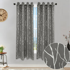 Grey Silvery Branch Blackout Curtain