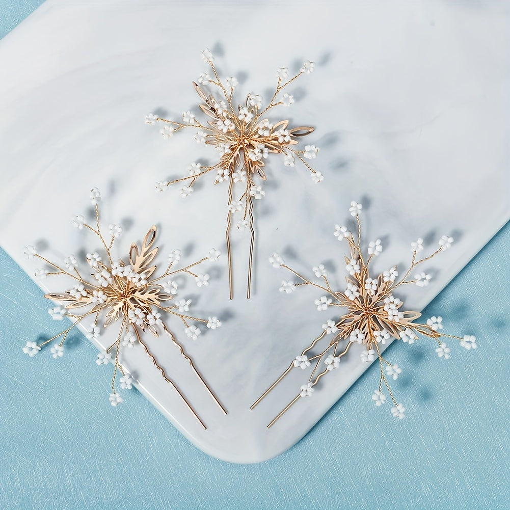 Snowflake Charm Hair Pin Vintage Bridal Wedding Accessory