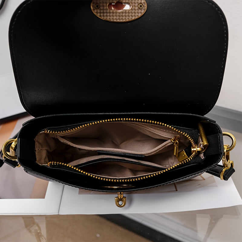 Convertible Shoulder Bag with Turn Lock Closure