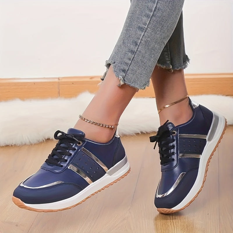 Breathable Colorblock Sneakers Low Top Lace Up Shoes