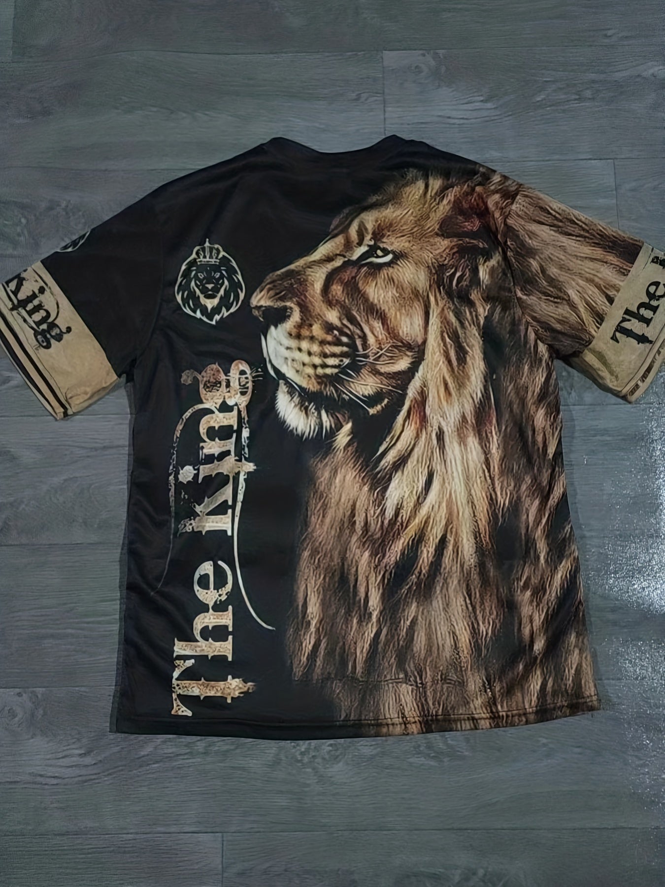 Men's Lion Graphic T-Shirt 3D Print Crew Neck Tee for Summer Outdoor Activities