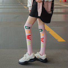 4 Pairs Letter Print Socks Over The Knee Sports Stockings Women's Hosiery