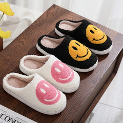 Smile Face Print Plush Slippers Comfortable Indoor Home Slippers
