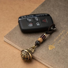 Vintage Brass Lion Head Bell Keychain Men's Women's Gift Pendant