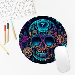 Sugar Skull Round Mouse Mat Mouse Pad Non Slip Rubber Base Mousepad