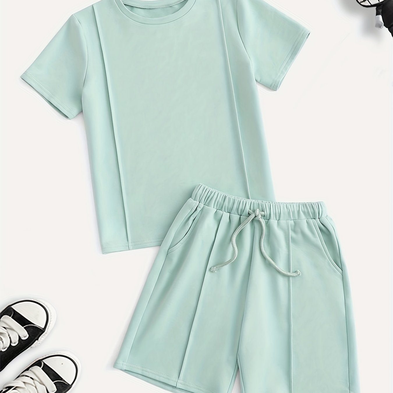 Boys Round Neck T shirt & Shorts 2pcs Set