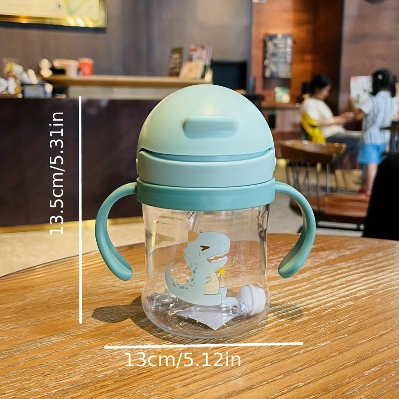 250ml Cartoon Water Cup with Double Handles, Leakproof Straw Bottle for Outdoor