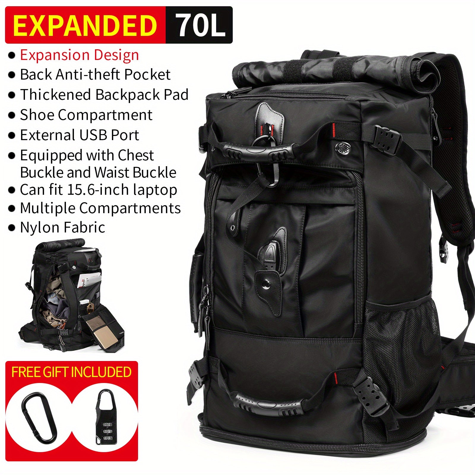 Travel Backpack Carry On Duffle Bag Fit For 39 62 Cm Laptop Men Hiking Airplane
