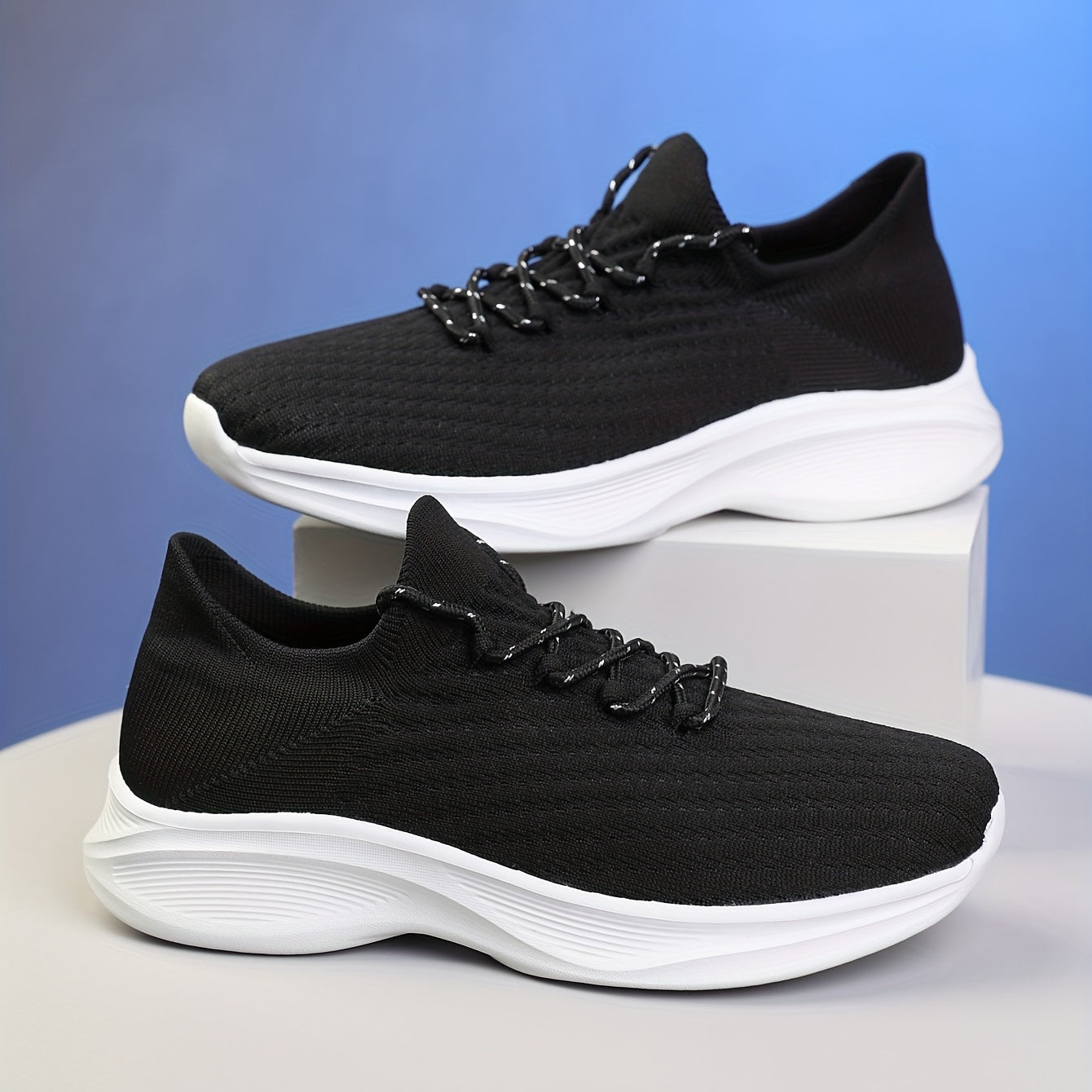Men's Lace Up Knit Sneakers Breathable Casual Shoes