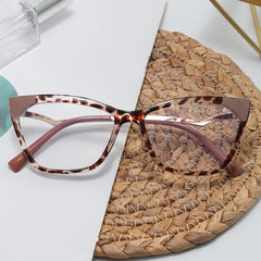 Tortoiseshell Retro Clear Lens Metal Temple Glasses