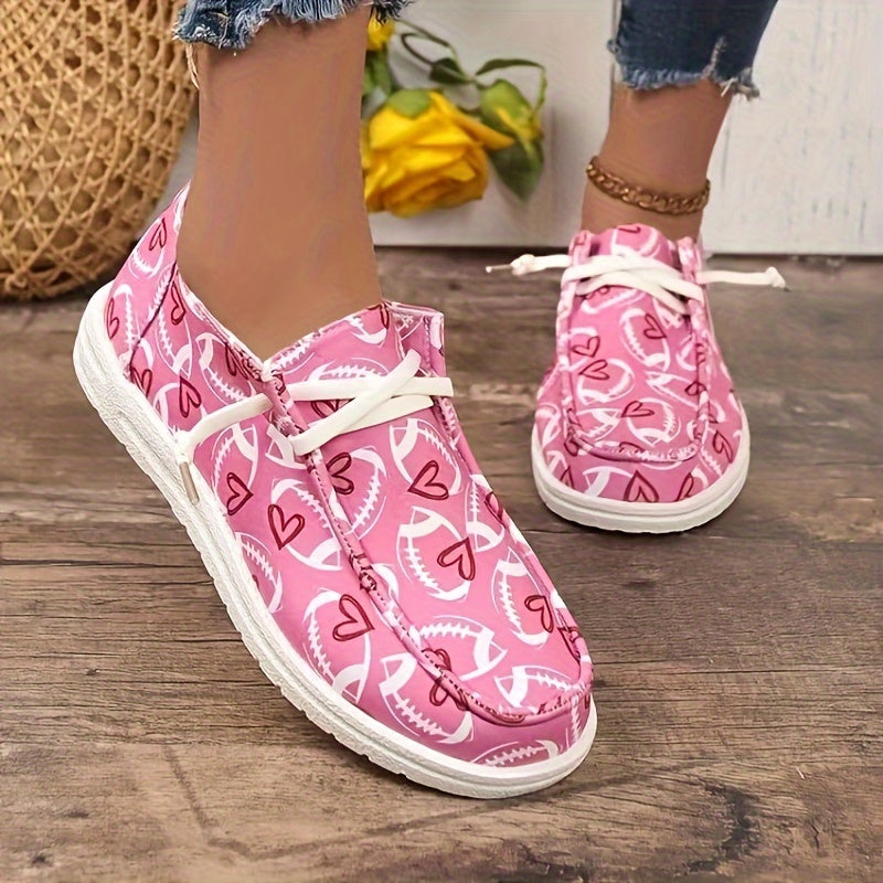 Women's Skateboard Shoes with Rugby & Heart Pattern Canvas Footwear