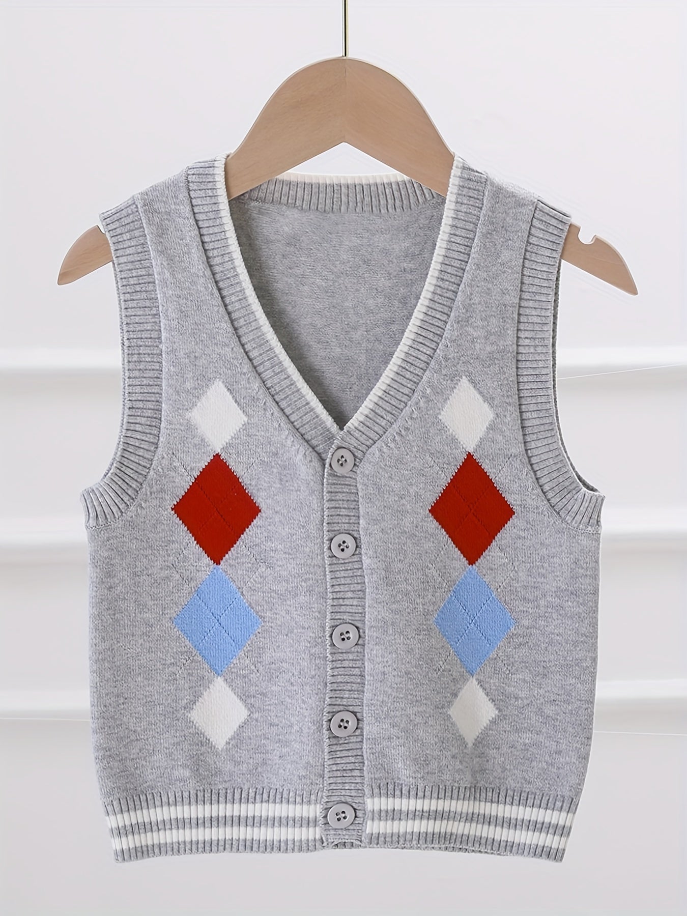 Boys College V Neck Knitted Sleeveless Fitness Sweater Vest