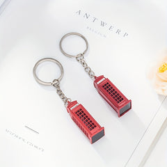 London Double Decker Bus Telephone Booth Keychains