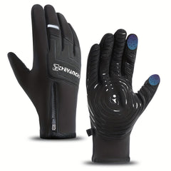 Men's Outdoor Winter Plush Warm Touch Screen Gloves Windproof Waterproof