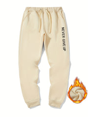 Never Give Up Letter Print Graphic Joggers Men's Sweatpants