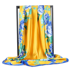 Floral Print Square Kerchief Neck Scarf Hair Accessory