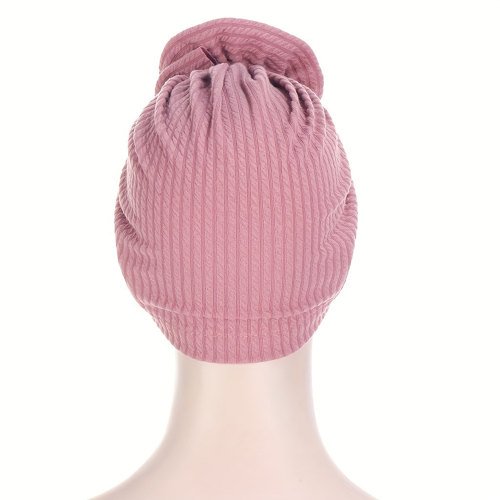 Embossed Plate Flower Turban Cap Vintage Elastic Head Wrap