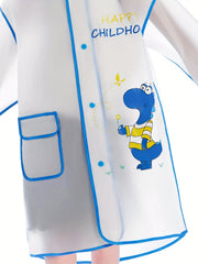 Kids Cartoon Dinosaur Rain Poncho Waterproof Hooded Reusable Outdoor Gear