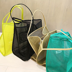 Large Capacity Mesh Beach Bag Foldable Kids Sea Shell Bags