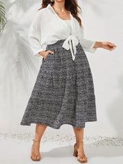 Women's Plus Dalmatian Print Maxi Skirt with Pockets